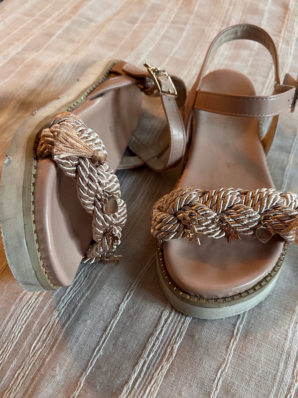 PATRIZIA PEPE Cipria Braided Cord Platform Sandals | 37 (US 6.5-7)
